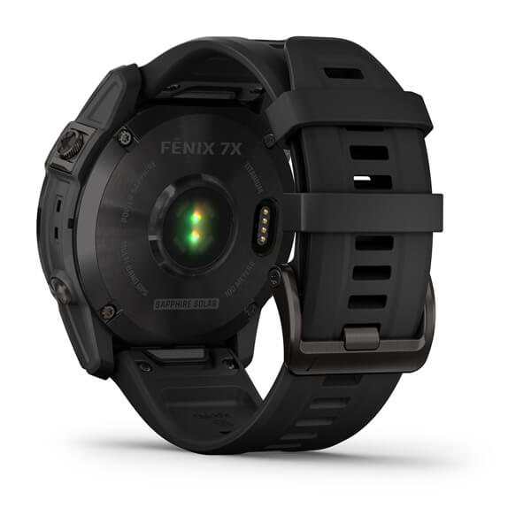 Garmin fēnix® 7X Sapphire Solar Schiefergraues DLC-Titan mit schwarzem Armband