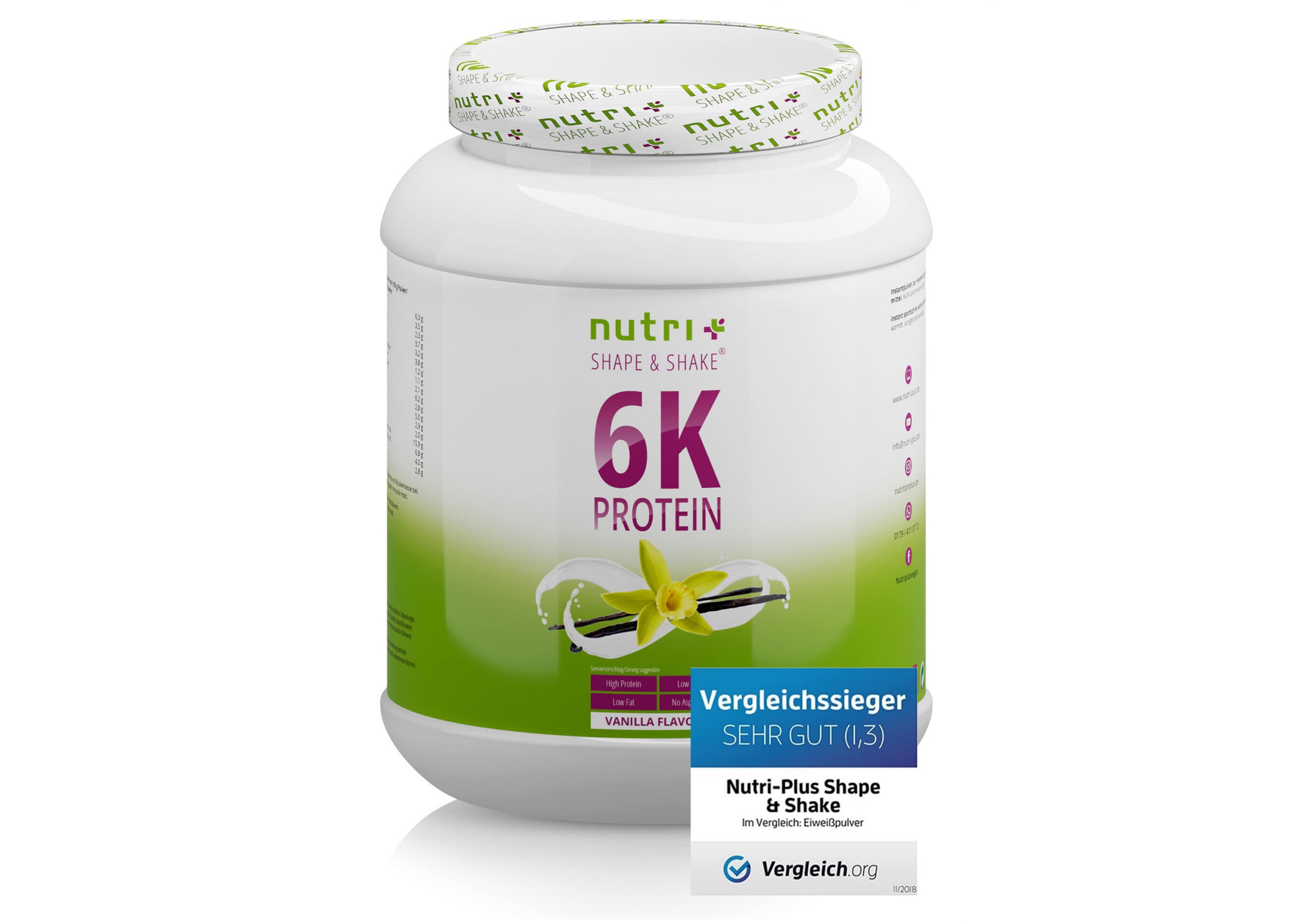 nutri+ Veganes Proteinpulver 6K ohne Laktose 1000g