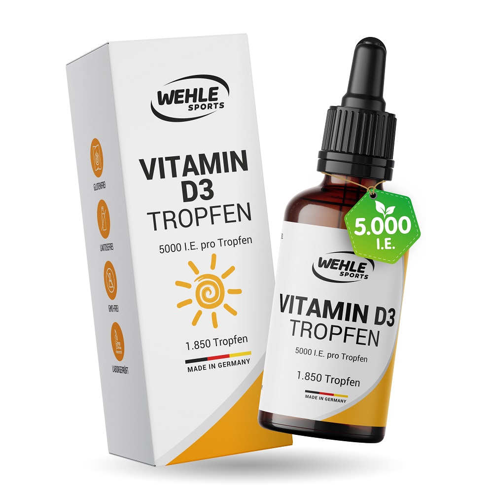 Wehle Sports Vitamin D3 Tropfen 5000 I.E. pro Tropfen - 1850 Tropfen (50ml)