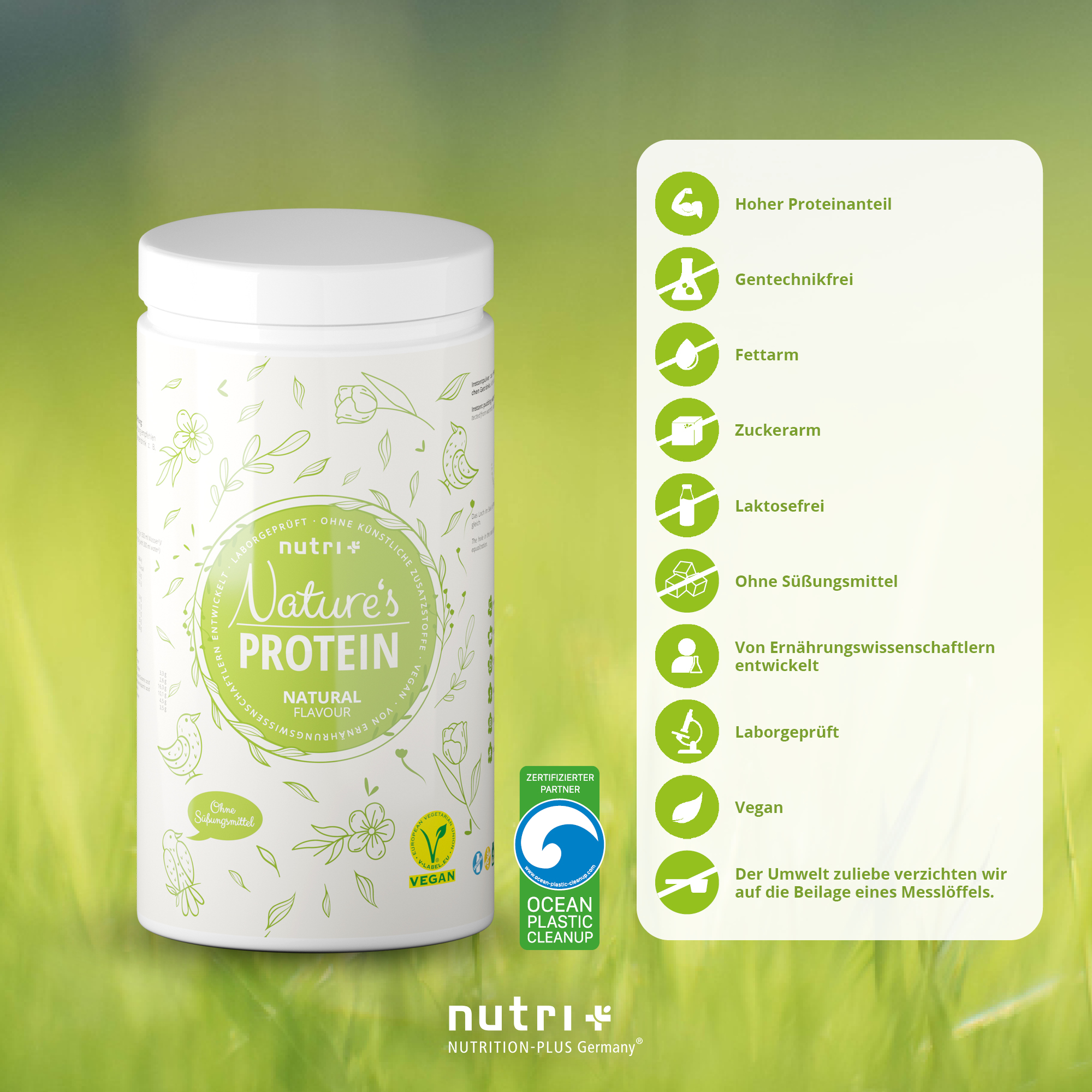 nutri+ Natures Protein - Eiweißpulver ohne Süßstoff