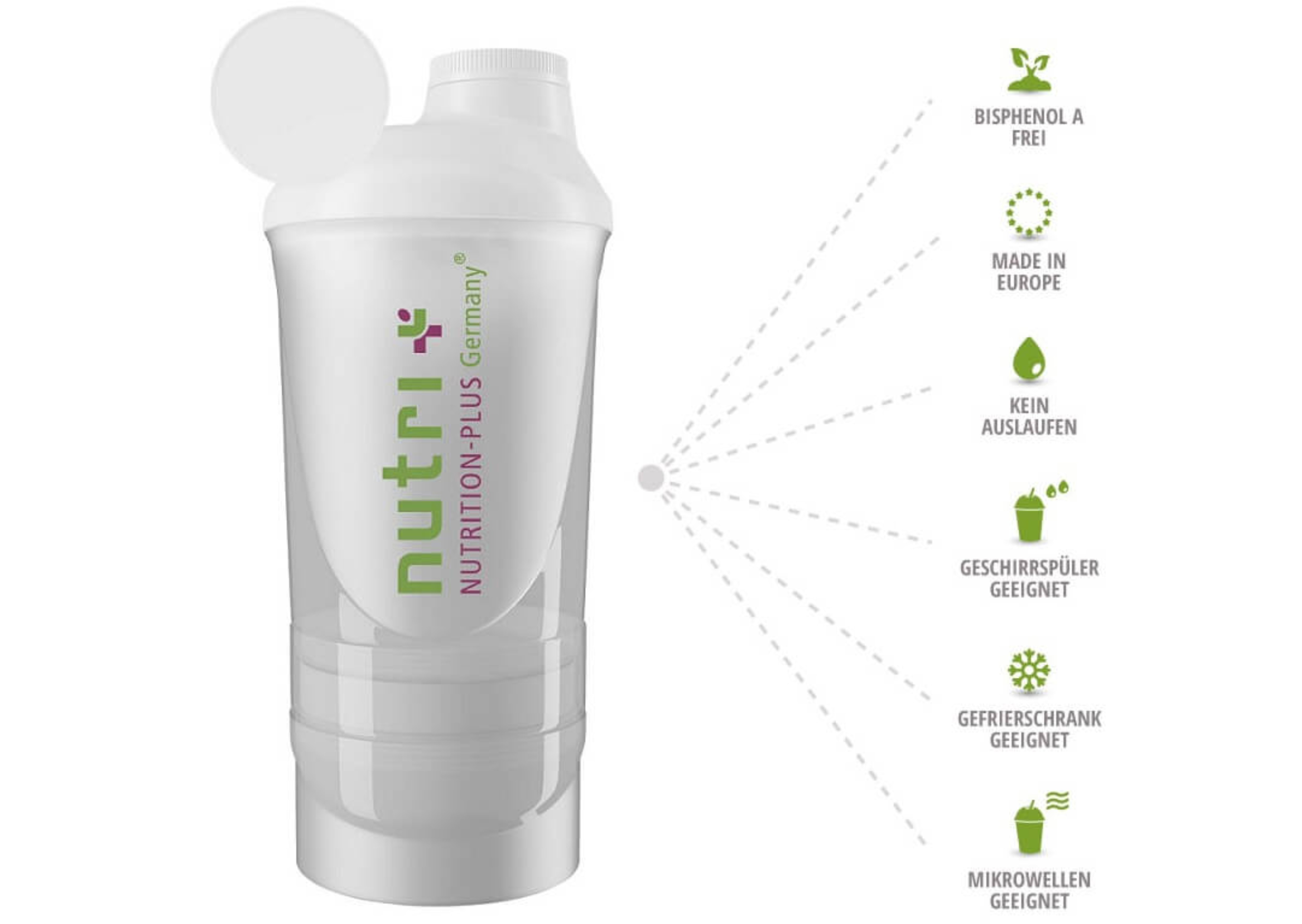 nutri+ Eiweiß + Fitness Shaker (transparent) 