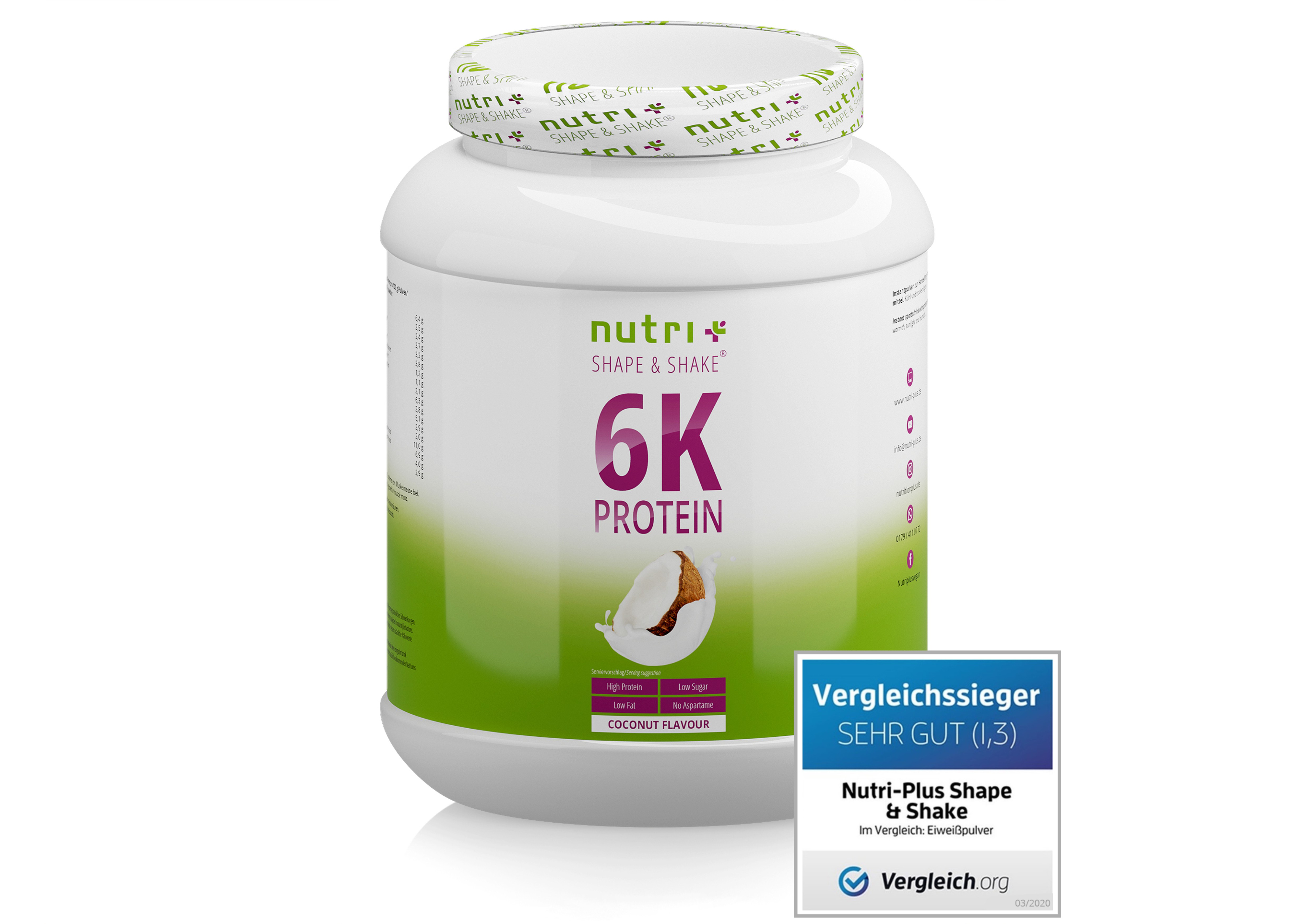 nutri+ Veganes Proteinpulver 6K ohne Laktose 1000g